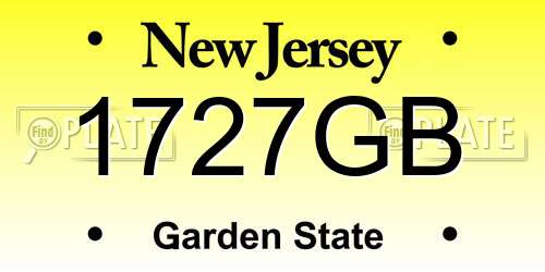 1727GB New Jersey License Plate
