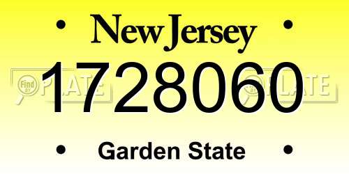 1728060 New Jersey License Plate