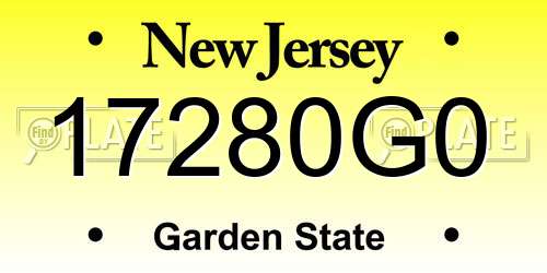 17280G0 New Jersey License Plate