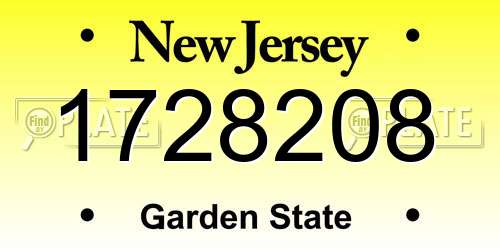 1728208 New Jersey License Plate