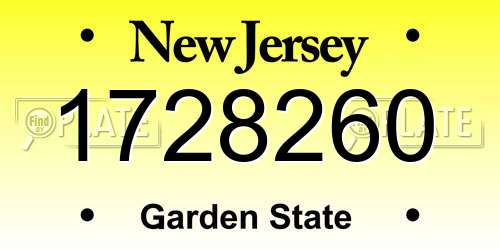 1728260 New Jersey License Plate