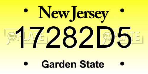 17282D5 New Jersey License Plate