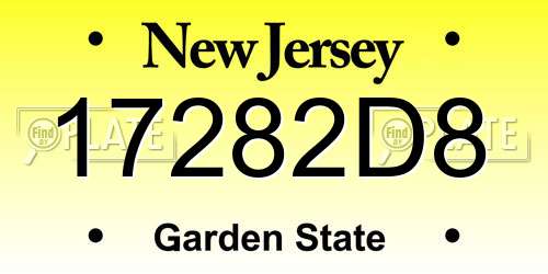 17282D8 New Jersey License Plate