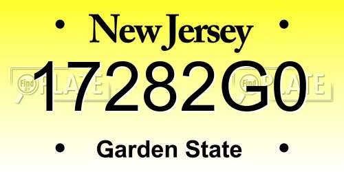 17282G0 New Jersey License Plate