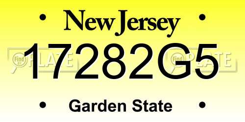 17282G5 New Jersey License Plate