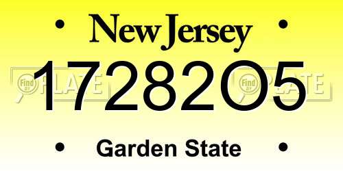 17282O5 New Jersey License Plate