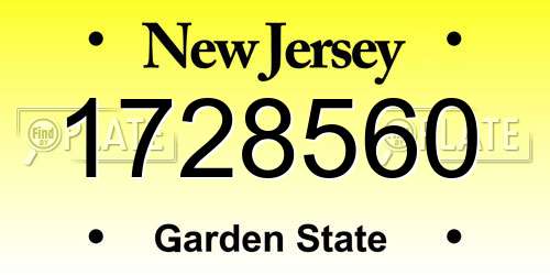 1728560 New Jersey License Plate
