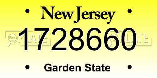 1728660 New Jersey License Plate