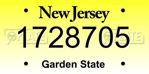 1728705 New Jersey License Plate