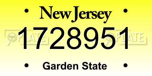 1728951 New Jersey License Plate