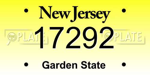 17292 New Jersey License Plate