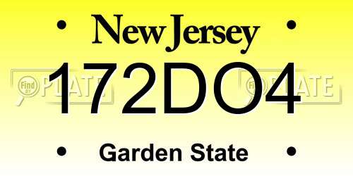 172DO4 New Jersey License Plate
