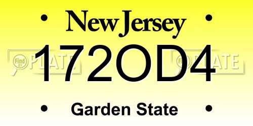 172OD4 New Jersey License Plate