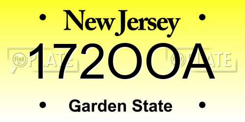 172OOA New Jersey License Plate