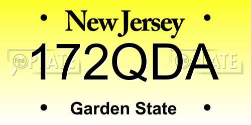 172QDA New Jersey License Plate