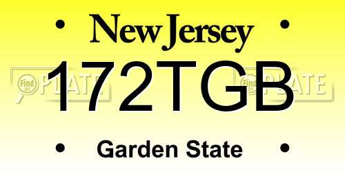 172TGB New Jersey License Plate