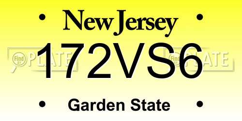 172VS6 New Jersey License Plate