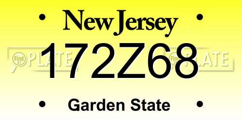 172Z68 New Jersey License Plate