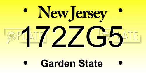 172ZG5 New Jersey License Plate