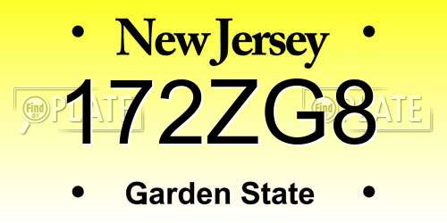 172ZG8 New Jersey License Plate