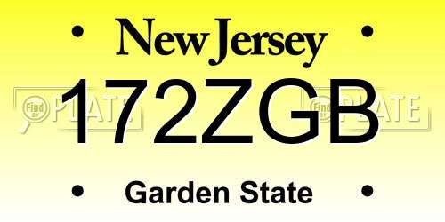 172ZGB New Jersey License Plate