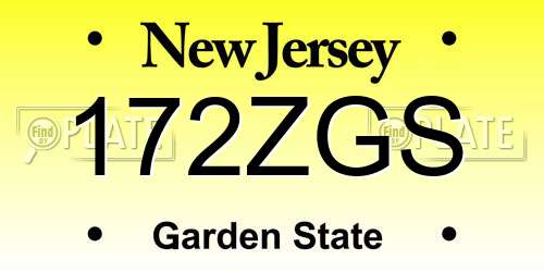 172ZGS New Jersey License Plate