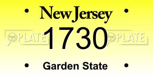 1730 New Jersey License Plate