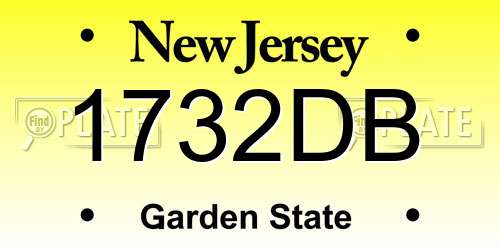1732DB New Jersey License Plate