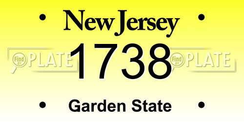 1738 New Jersey License Plate