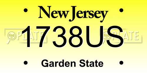 1738US New Jersey License Plate