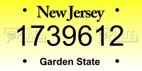 1739612 New Jersey License Plate
