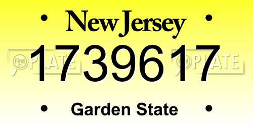 1739617 New Jersey License Plate