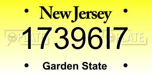 17396I7 New Jersey License Plate