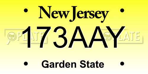 173AAY New Jersey License Plate