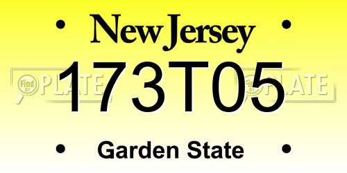 173T05 New Jersey License Plate