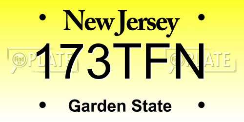 173TFN New Jersey License Plate