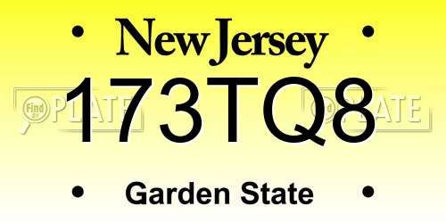 173TQ8 New Jersey License Plate