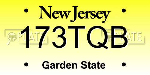 173TQB New Jersey License Plate