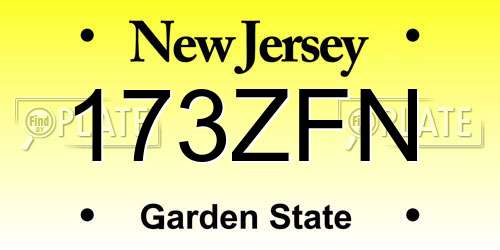 173ZFN New Jersey License Plate
