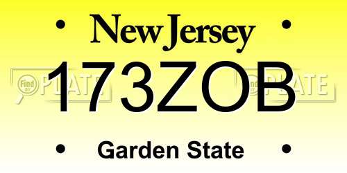 173ZOB New Jersey License Plate