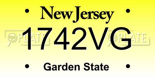 1742VG New Jersey License Plate