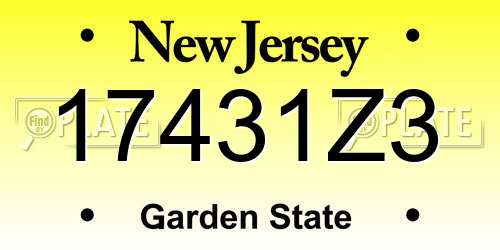 17431Z3 New Jersey License Plate