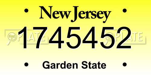1745452 New Jersey License Plate