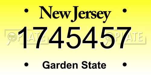 1745457 New Jersey License Plate