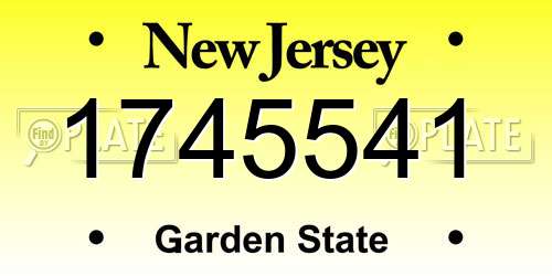 1745541 New Jersey License Plate