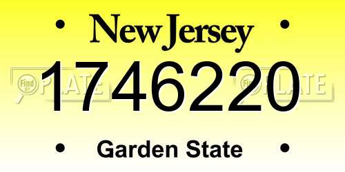 1746220 New Jersey License Plate