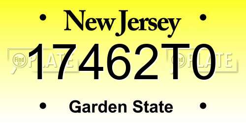 17462T0 New Jersey License Plate