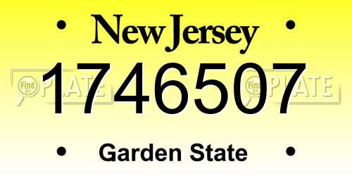1746507 New Jersey License Plate