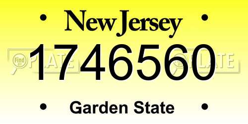 1746560 New Jersey License Plate
