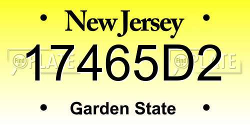 17465D2 New Jersey License Plate